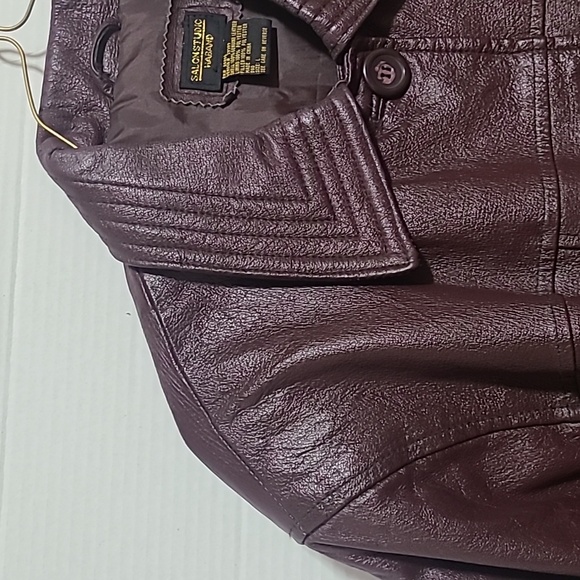 Salon Studio Haband Burgandy Genuine Leather Coat Women's Size Large - Picture 5 of 11